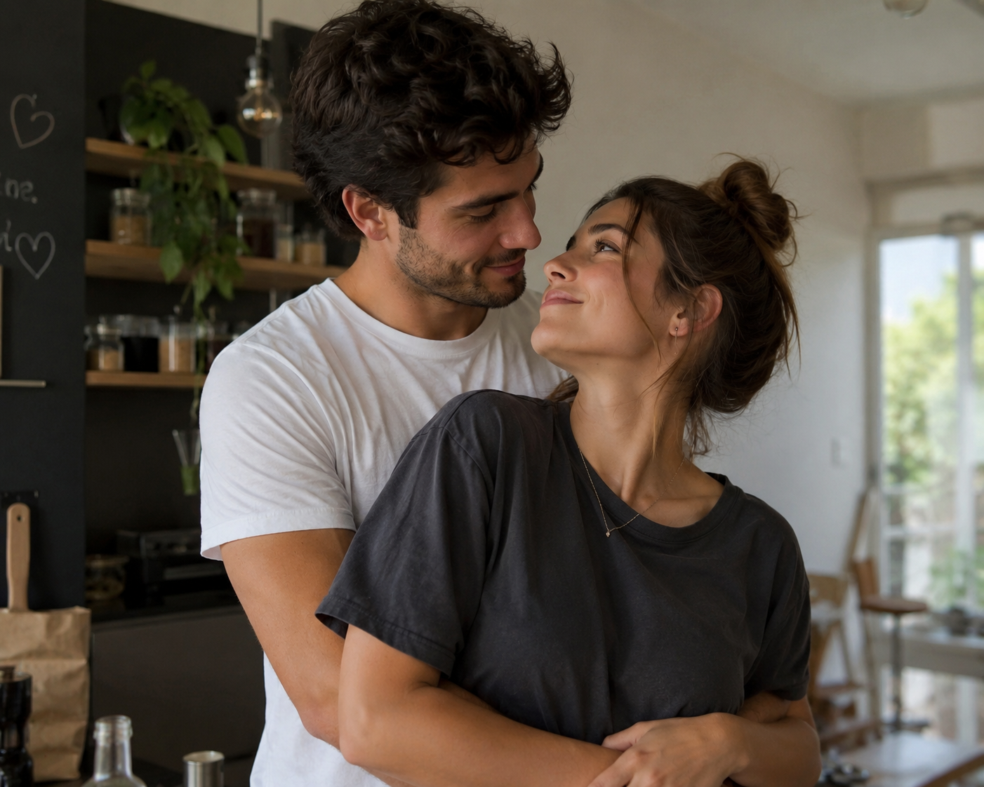 Un couple qui se regarde avec tendresse